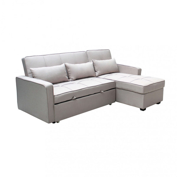 Canapé convertible Cedric 208x87/145x88 cm en tissu gris tourterelle sconto