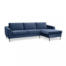 Divano con Chaise Longue Gregory in Tessuto Blu-1