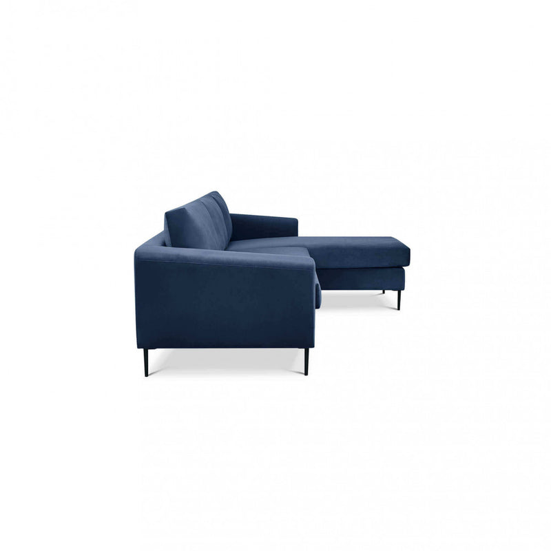 Divano con Chaise Longue Gregory in Tessuto Blu-3