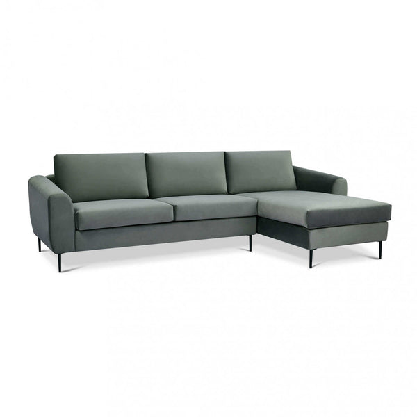 online Canapé avec Chaise Longue Gregory en Tissu Gris