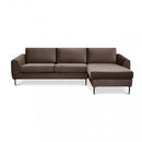 Divano con Chaise Longue Gregory in Tessuto Marrone-2