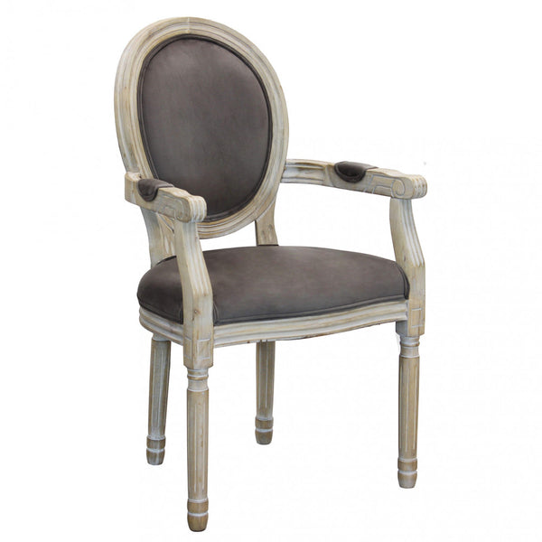 Fauteuil Constance en Velours Taupe 55x46x96 h cm en Dove Wood sconto