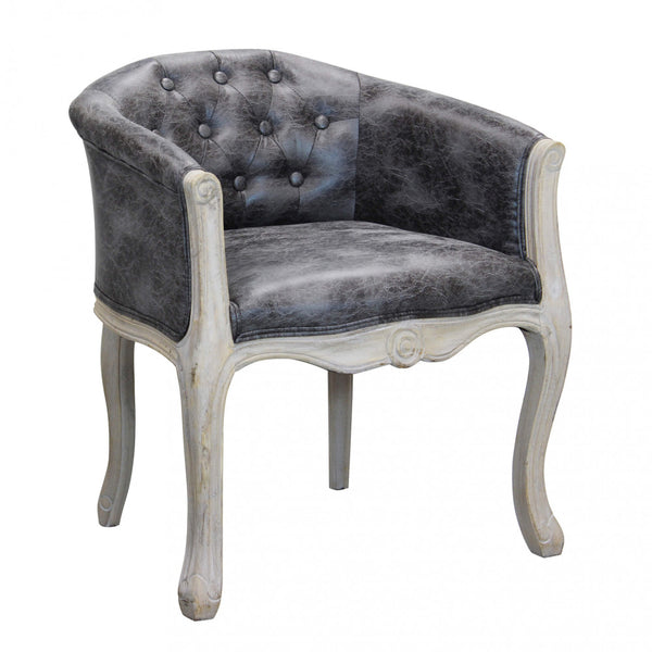 sconto Fauteuil Coreen en Eco-cuir Gris Vintage 61x61x71 h cm en Bois Gris