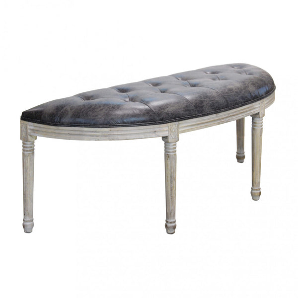 online Margi Banc en Eco-cuir Gris Vintage 125x45x48 h cm en Bois de Colombe