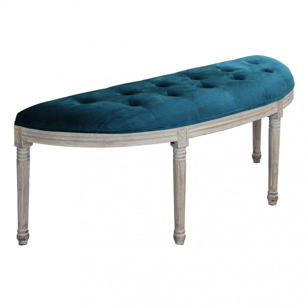 Banc Margi en Velours Bleu 125x45x48 h cm en Bois Bleu acquista