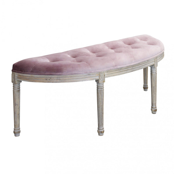 Banc Margi en Velours Rose 125x45x48 h cm en Bois Rose sconto