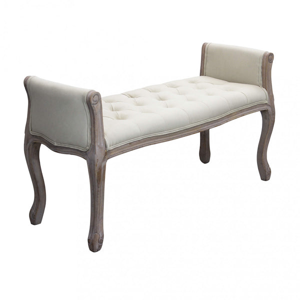 Banc Madelyn en Tissu 113x48x 45/60 h cm en Bois Beige sconto