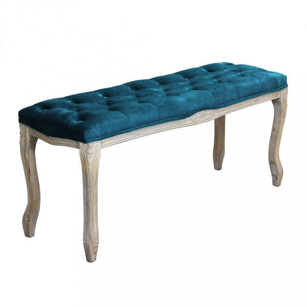 prezzo Banc Misty en Velours Bleu 110x36x47 h cm en Bois Bleu