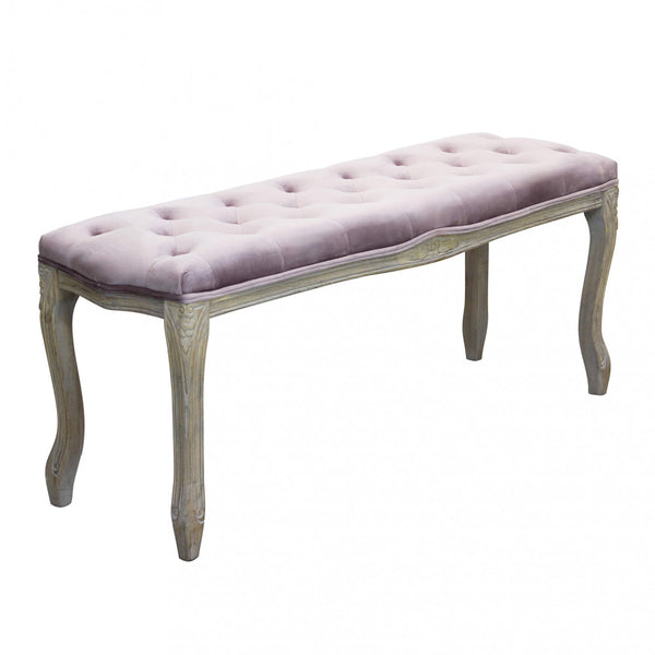 sconto Misty Banc en Velours Rose 110x36x47 h cm en Bois Rose