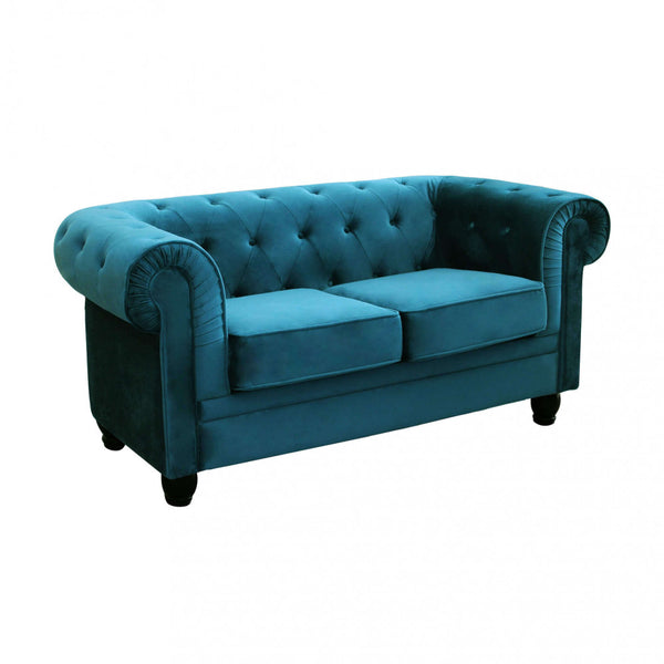 sconto Canapé Chesterfield 2 places 152x74x82 h cm en Velours Bleu