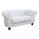 Divano 2 Posti Chesterfield 152x74x82 h cm in Similpelle Bianco-1