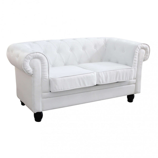 acquista Canapé Chesterfield 2 places 152x74x82 h cm en simili cuir blanc