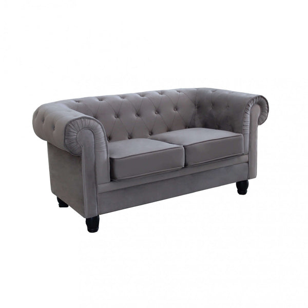 online Canapé Chesterfield 2 places 152x74x82 h cm en Velours Gris