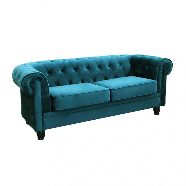 Canapé Chesterfield 3 places 197x74x82 h cm en Velours Bleu acquista