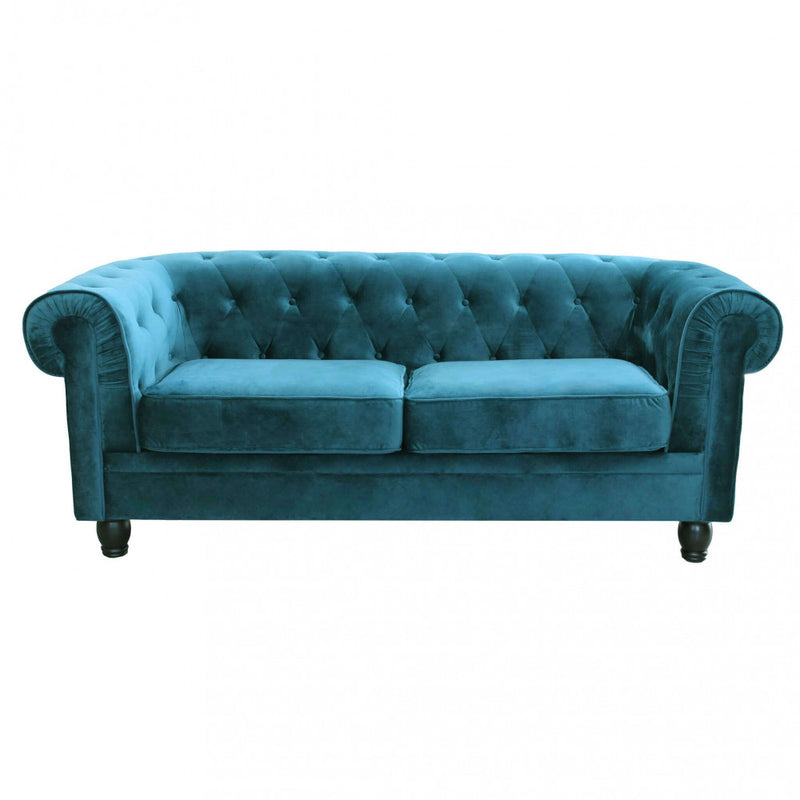 Divano 3  Posti Chesterfield 197x74x82 h cm in Velluto Blu-2