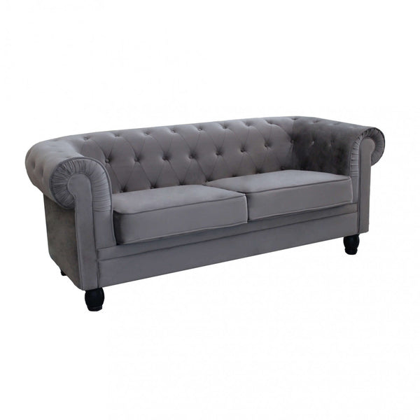 Canapé Chesterfield 3 places 197x74x82 h cm en Velours Gris online