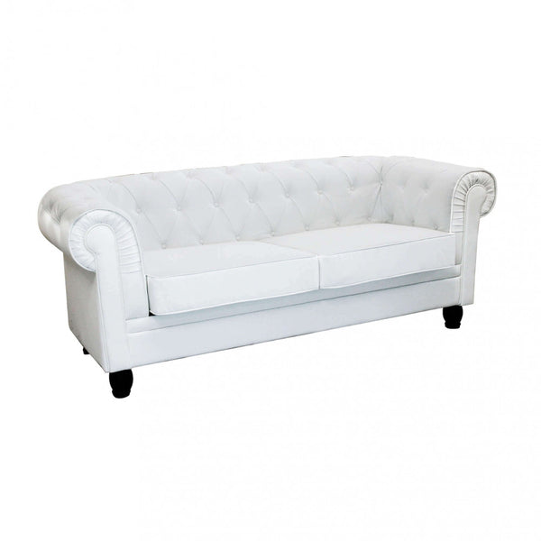 online Canapé Chesterfield 3 places 197x74x82 h cm en simili cuir blanc