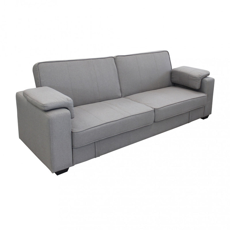 Divano Letto Darell 228x85x89 cm in Tessuto Grigio chiaro-1