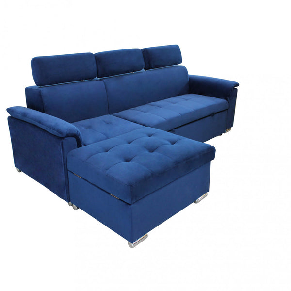 Canapé-lit Derrick 234x148x84 cm en tissu bleu acquista