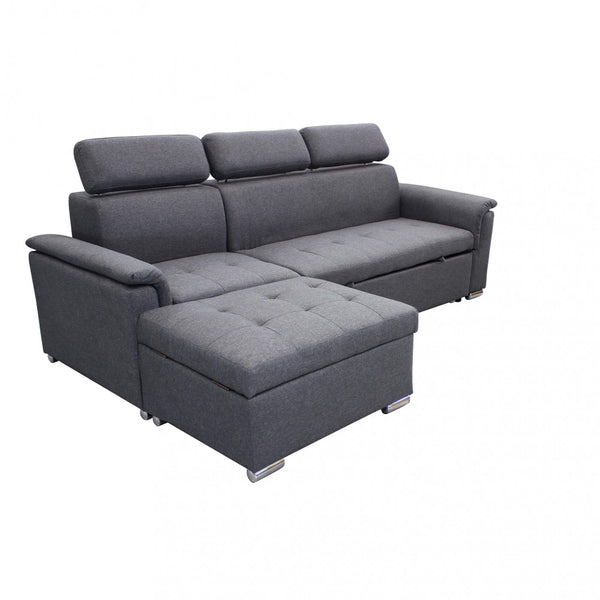 sconto Canapé-lit Derrick 234x148x84 cm en tissu gris foncé