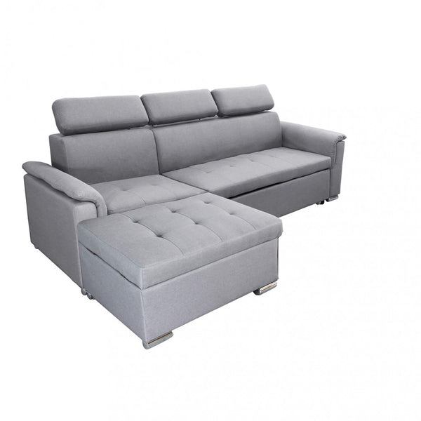 online Canapé-lit Derrick 234x148x84 cm en tissu gris clair