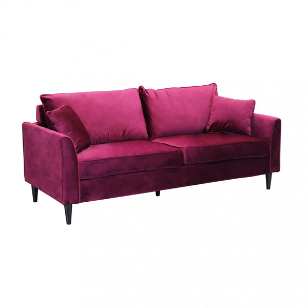 sconto Chandler Canapé 3 places 196x81x89 h cm en Velours Rouge