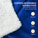 Coperta Plaid Dubleface 203x152x0,5 cm in Flanella 220 GSM e Sherpa 260 GSM Blu Scuro-4