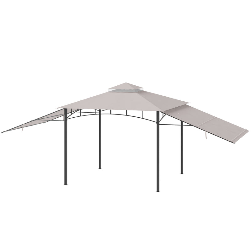 Gazebo da Giardino 3x3m con Tenda Parasole Laterale Cachi-7