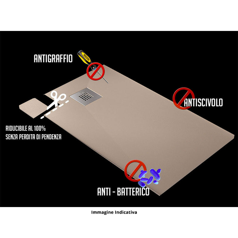 Piatto Doccia in Pietra Bonussi Aura Grigio Antracite Varie Misure-5