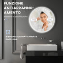 Specchio da Bagno Ø70x3 cm con LED 3 Colori Regolabili in Metallo e Vetro-6