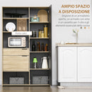 Credenza Moderna da Cucina 110x41,5x180 cm con Armadietto Cassetto e Porta Calici in MDF Legno Naturale e Grigio-4