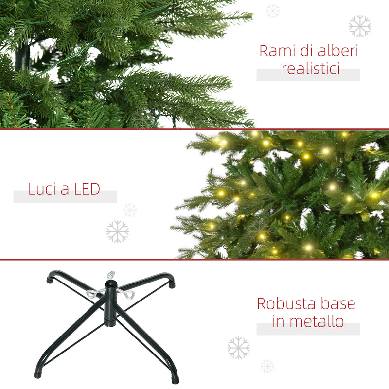 Albero di Natale Artificiale H210 cm 1914 Rami con Luci LED Verde-7