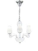 Lampadario Sospeso Decoro Cromato Vetro Soffiato Bianco Trasparente Classico E14 Ambiente I-ANGEL/3-1