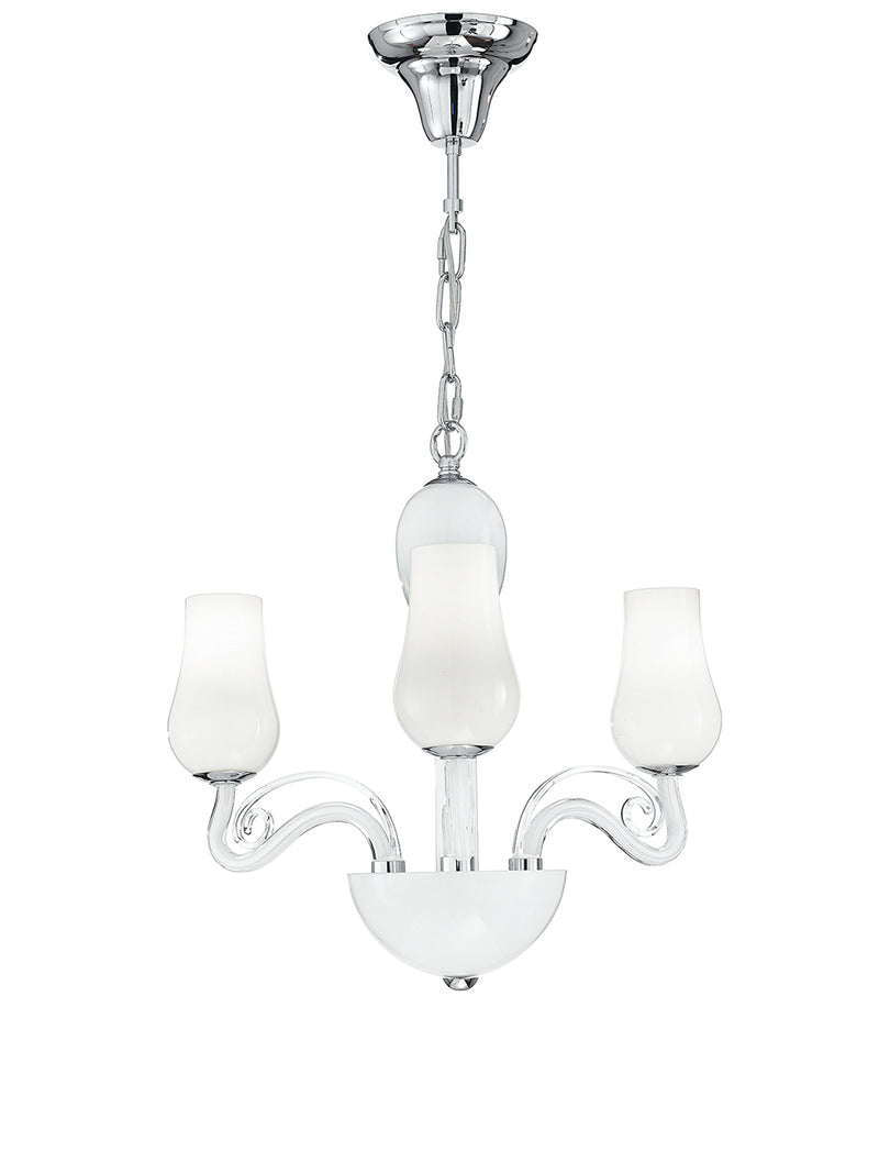 Lampadario Sospeso Decoro Cromato Vetro Soffiato Bianco Trasparente Classico E14 Ambiente I-ANGEL/3-1