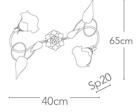 Pafoniera Lampada Classica Metallo Rame diffusori Vetro Decoro a Mano Floreale E14 Ambiente I-AUTUNNO/PL2-2