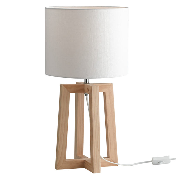 Lampe de bureau Cadre en bois naturel Abat-jour en tissu blanc Lampe de table moderne E27 Environnement I-BERRY-L sconto