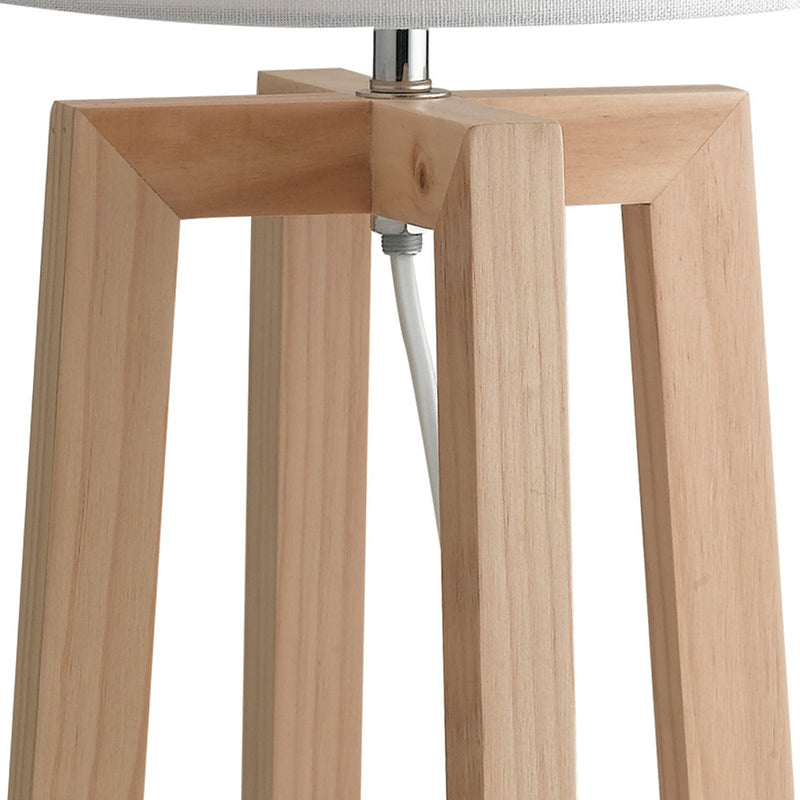 Lume Scrivania Fusto Legno Naturale Paralume Tessuto Bianco Lampada da Tavolo Moderna E27 Ambiente I-BERRY-L-3