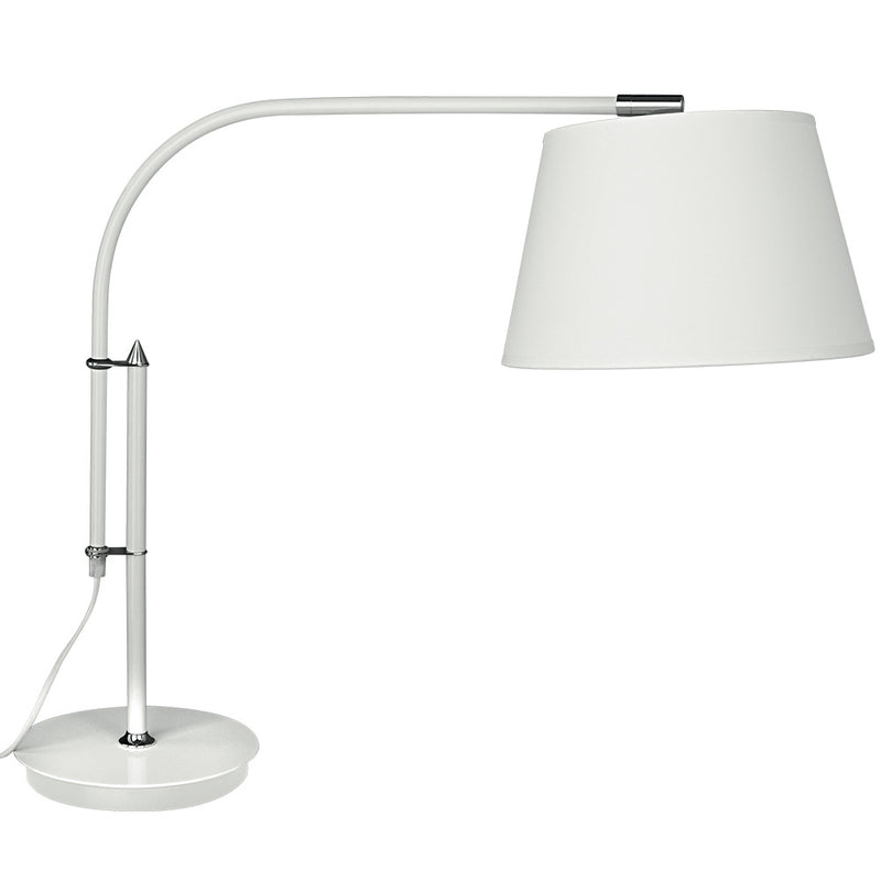 Lampada da Tavolo Moderna Metallo Bianco Paralume Tessuto Bianco Scrivania E27 Ambiente I-BRIDGE/L-1