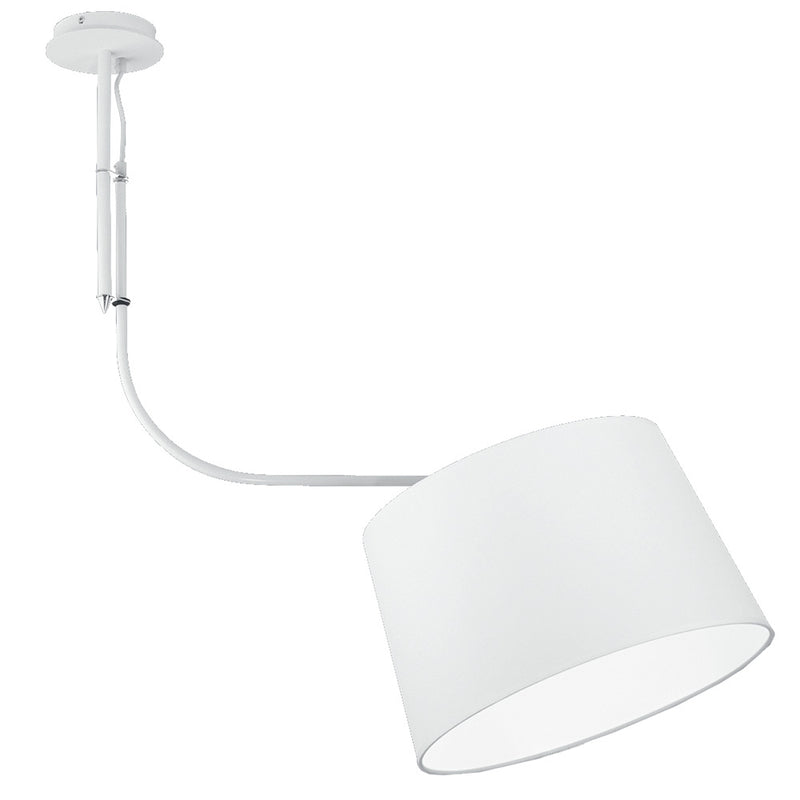 Sospensione Metallo Bianco Paralume Tessuto Bianco Lampadario Moderno E27 Ambiente I-BRIDGE/S-1