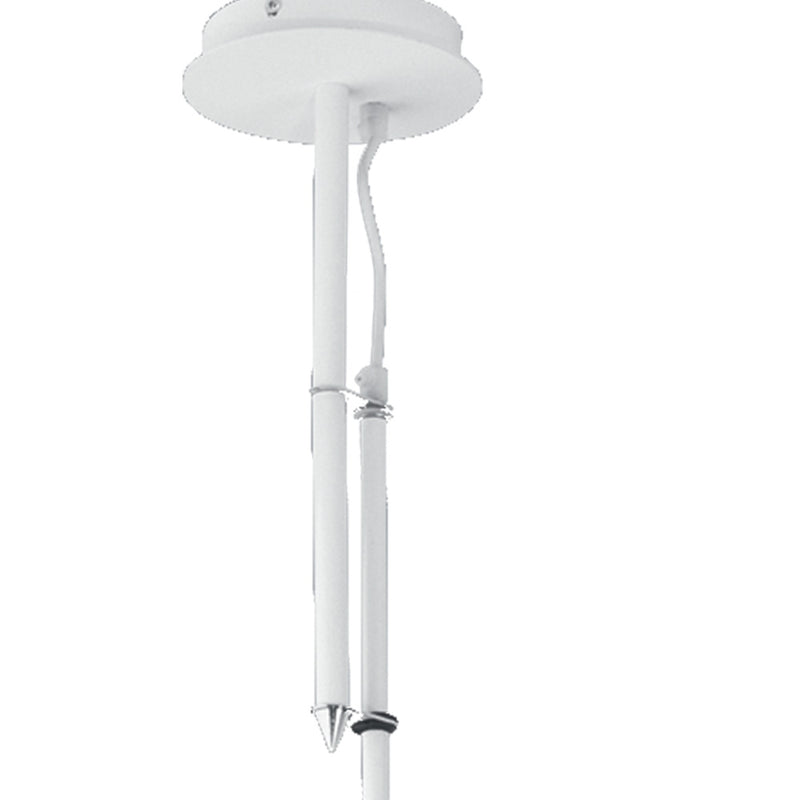 Sospensione Metallo Bianco Paralume Tessuto Bianco Lampadario Moderno E27 Ambiente I-BRIDGE/S-3