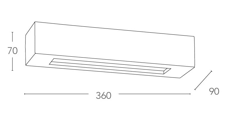 Applique Doppia Diffusione di Luce Rettangolare Gesso Verniciabile E14 Intec I-CANDIDA-AP-3