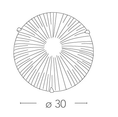 Plafoniera Moderna decoro Raggi Tonda Vetro Diamantato Led 15 watt Luce Naturale Ambiente I-CHANTAL/PL30-3