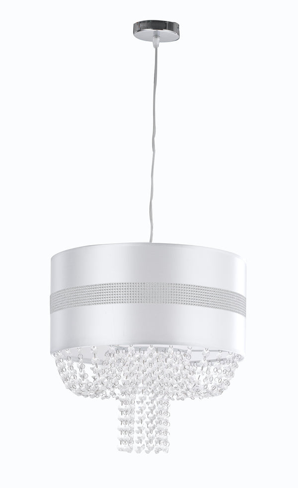 acquista Lustre à suspension en tissu blanc brillant, pendentifs classiques en acrylique E27