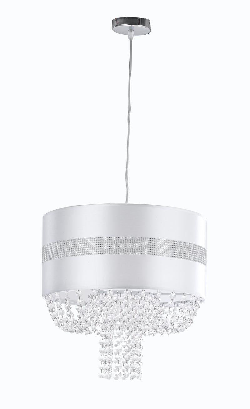 Lampadario a Sospensione Tessuto Lucido Bianco Pendagli in Acrilico Classico E27 Ambiente I-CHIGNON/S40-1