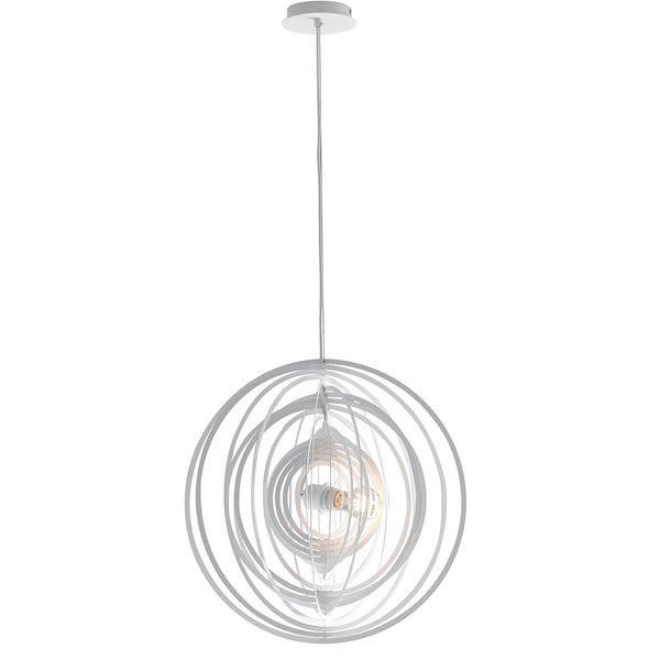 Lustre Suspendu Anneaux Concentriques Métal Blanc Intérieur Moderne E27 sconto