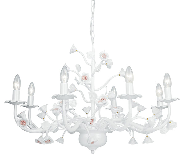 Lustre suspendu classique en métal blanc, rose, intérieur en céramique, E14 sconto