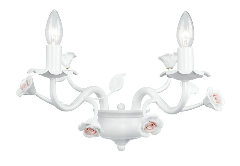 Applique Rose Ceramica Metallo Bianco Lampada Classica E14 Ambiente I-CUPIDO/AP2-1