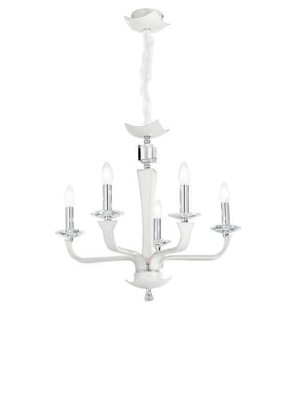 online Lustre Blanc Simili Cuir K9 Cristal Finitions Chromées Moderne E14