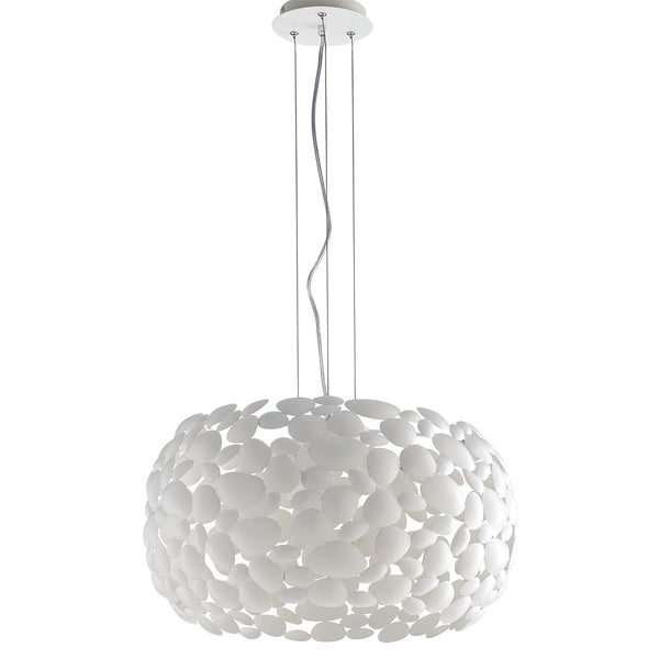 online Lustre suspension en métal blanc avec décoration façon Sassi E27