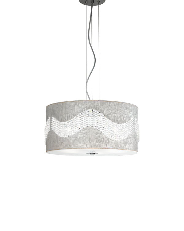 Lustre suspendu circulaire bande en simili cuir blanc cristaux K9 moderne E27 prezzo